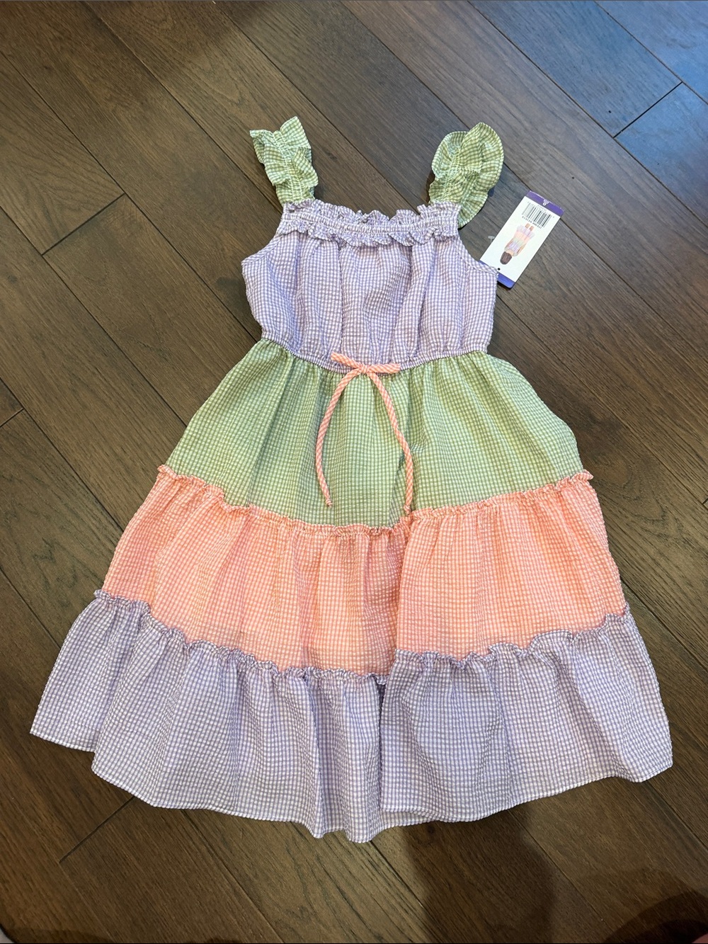 Jona Michelle Pastel Gingham Tiered Dress - - Size 10 NWT - C72-052